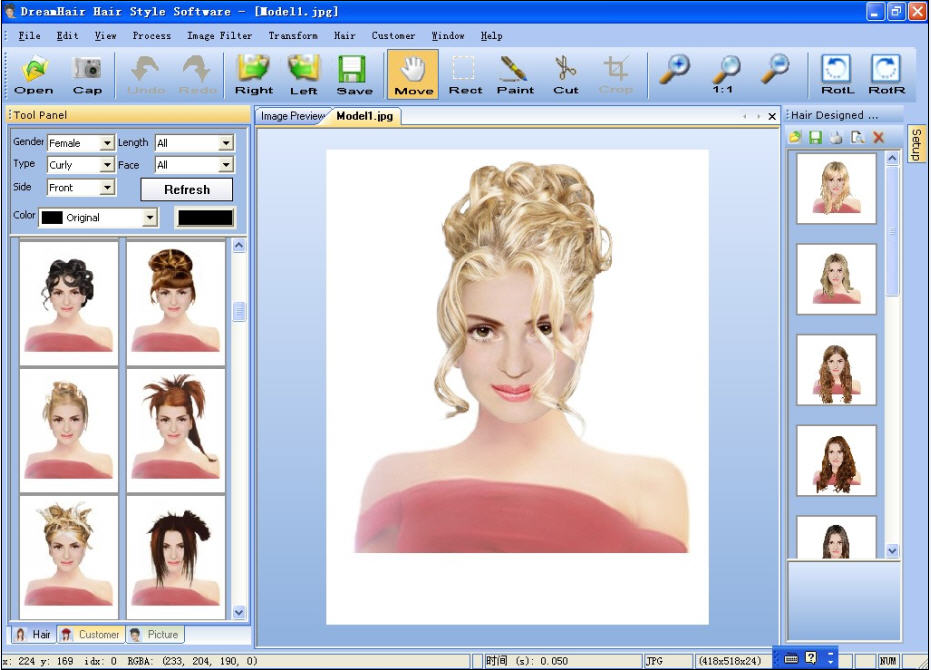 DreamHair is hairstyle imaging and design software