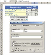 Stock Quotes for Excel