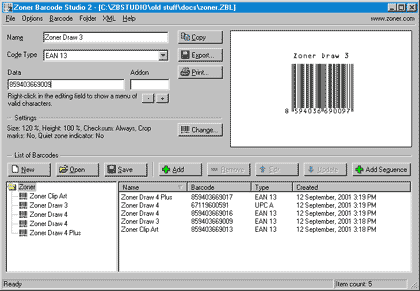 Zoner Barcode Studio 2 build 1.1.0.3 serial key or number