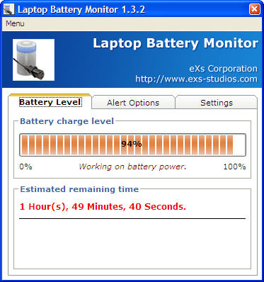 Laptop Battery Monitor is a laptop battery monitoring software