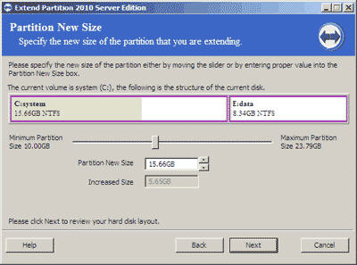 resize Windows Server 2008 partition.