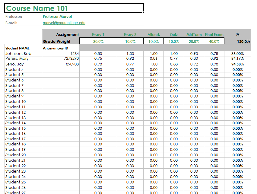 worksheet grade calculator