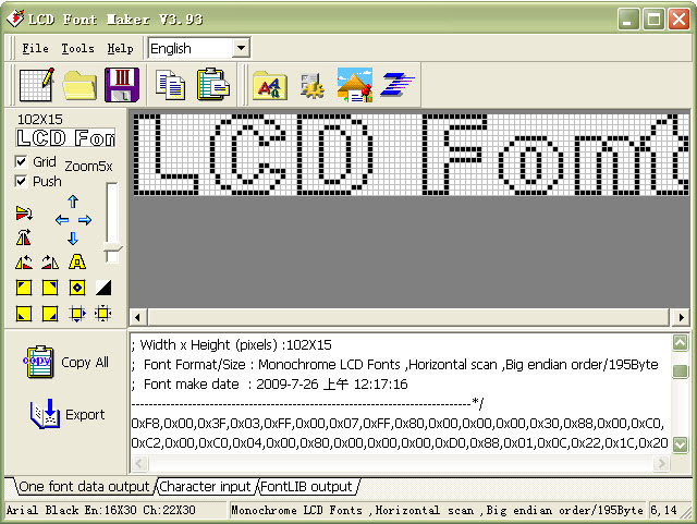 LCD Font Maker Full Size Screenshot. 