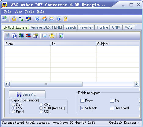 The GUI of ABC Amber DBX Converter