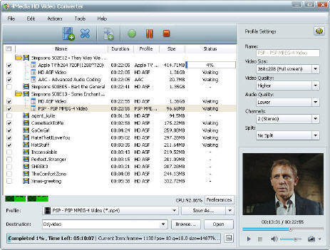 The GUI of 4Media HD Video Converter