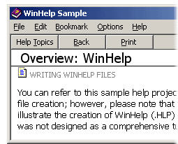 The GUI of WinHelp Sample