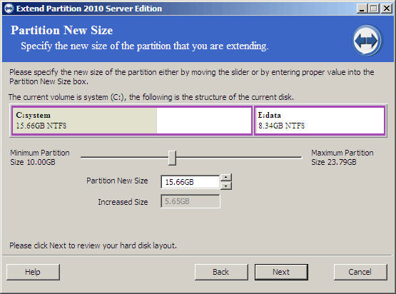 extend system partition on Server 2003/2000/2008.