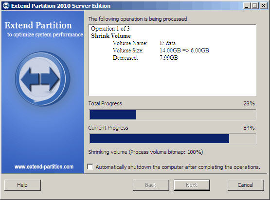 extend system partition on Server 2003/2000/2008.