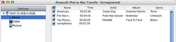 Import iPod file to Mac.