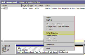 resize Windows Server 2008 partition.