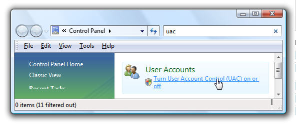 Disable UAC