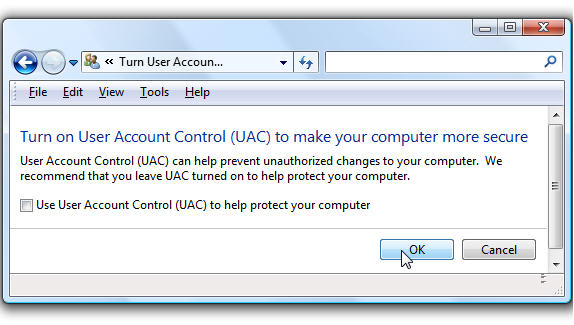 Disable UAC