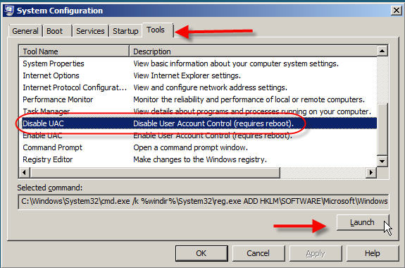 Disable UAC