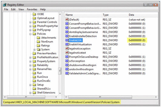 Disable UAC