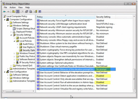 Disable UAC