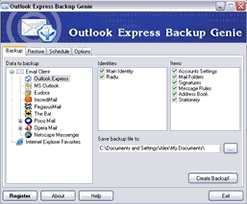 Outlook Express Backup Genie