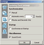 Updating clock settings window